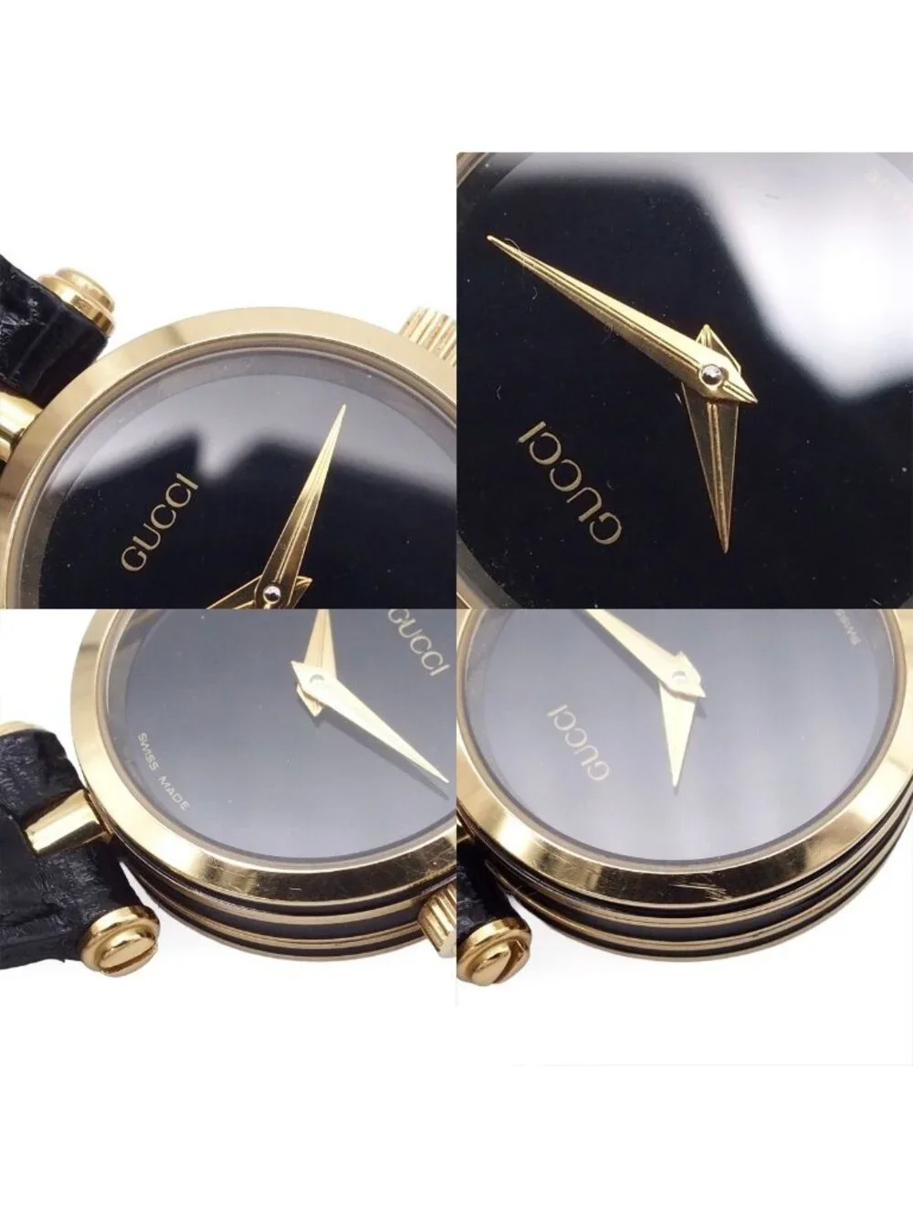 Gucci Sherry Line Black SS Leather Vintage Watch